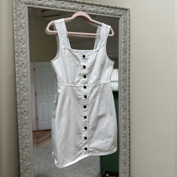 Urban Outfitters Button Down Denim Mini Dress White | US 10 - Picture 5 of 7